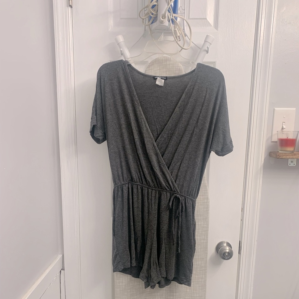 Gray Short Sleeve Romper